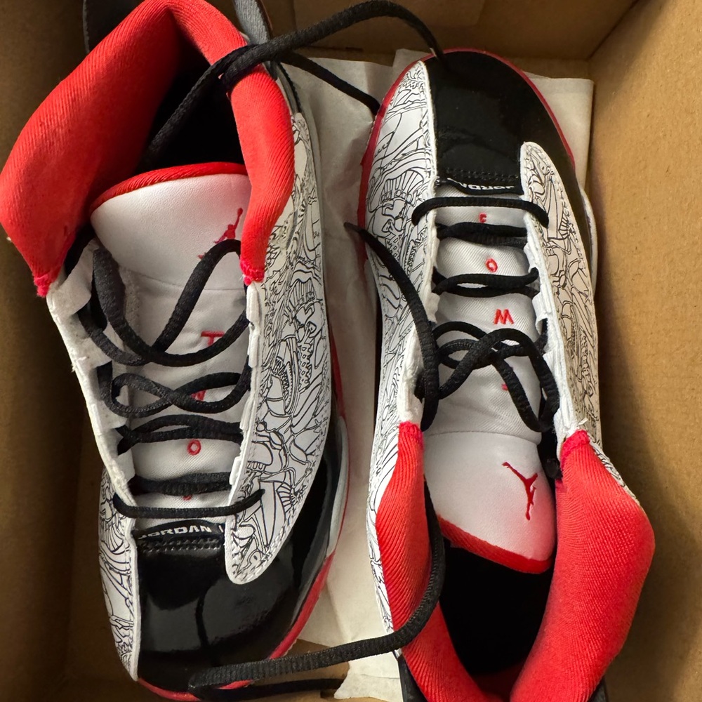 Jordan Black, Red, and White Sneakers